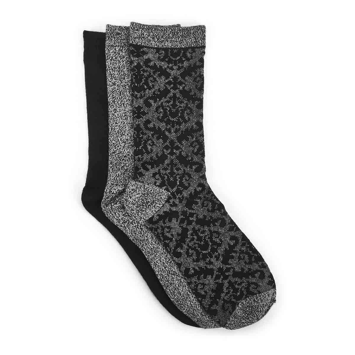 Women's Soft & Dreamy Crew Sock 3 Pack - Black/Multi