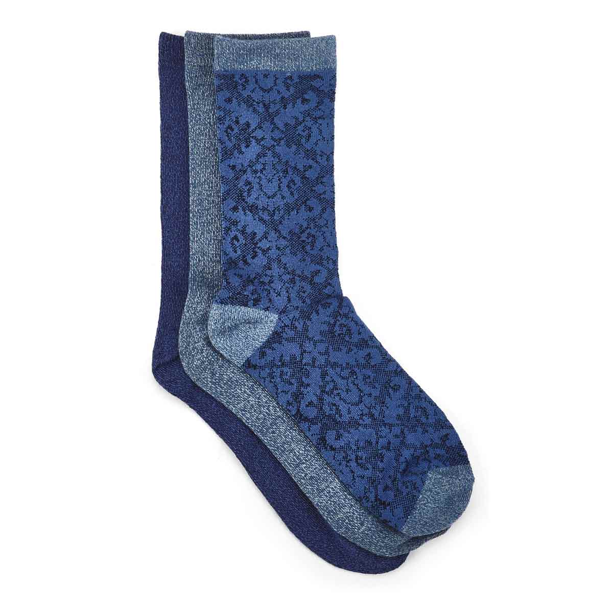 Women's Soft & Dreamy Crew Sock 3 Pack - Navy/Multi