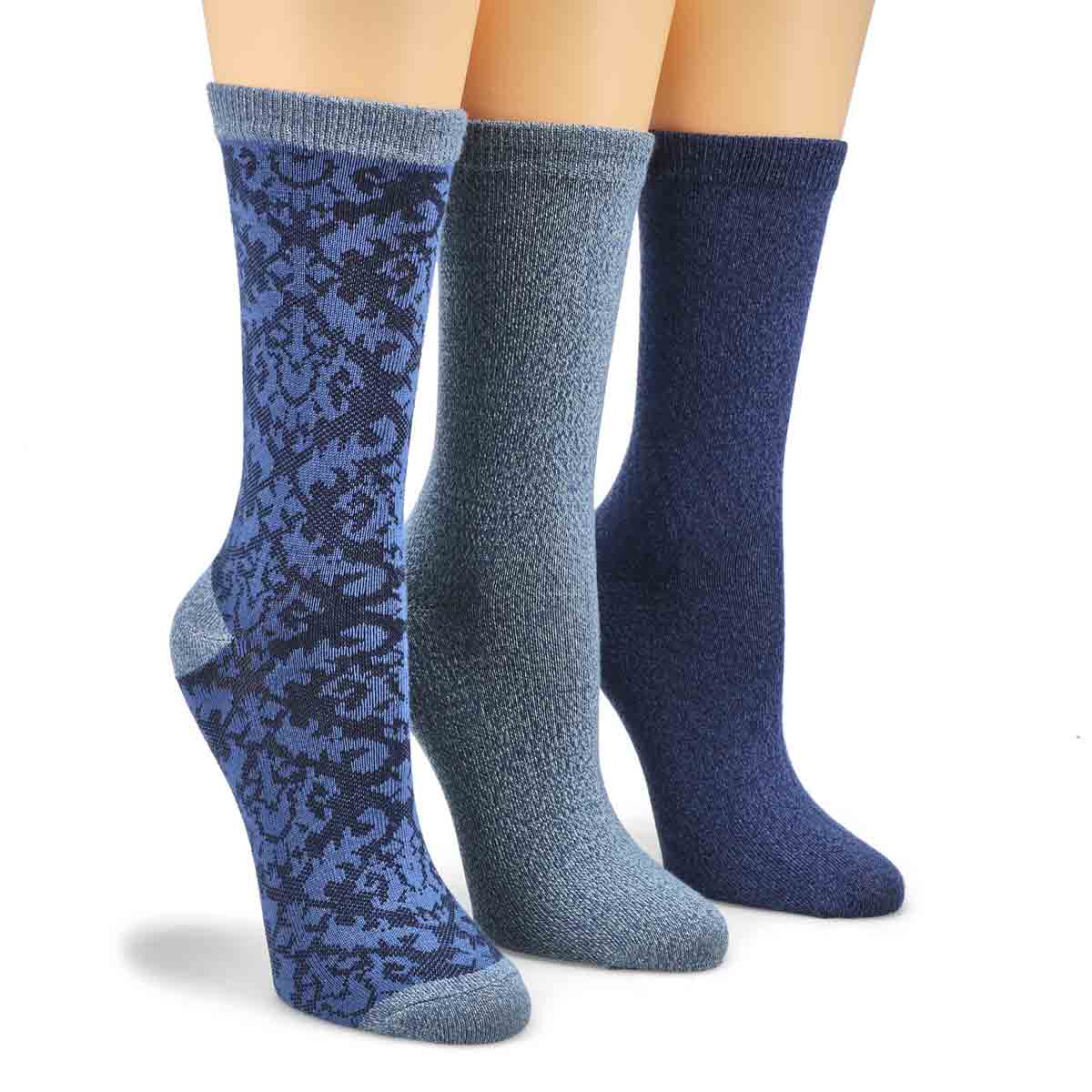 Women's Soft & Dreamy Crew Sock 3 Pack - Navy/Multi