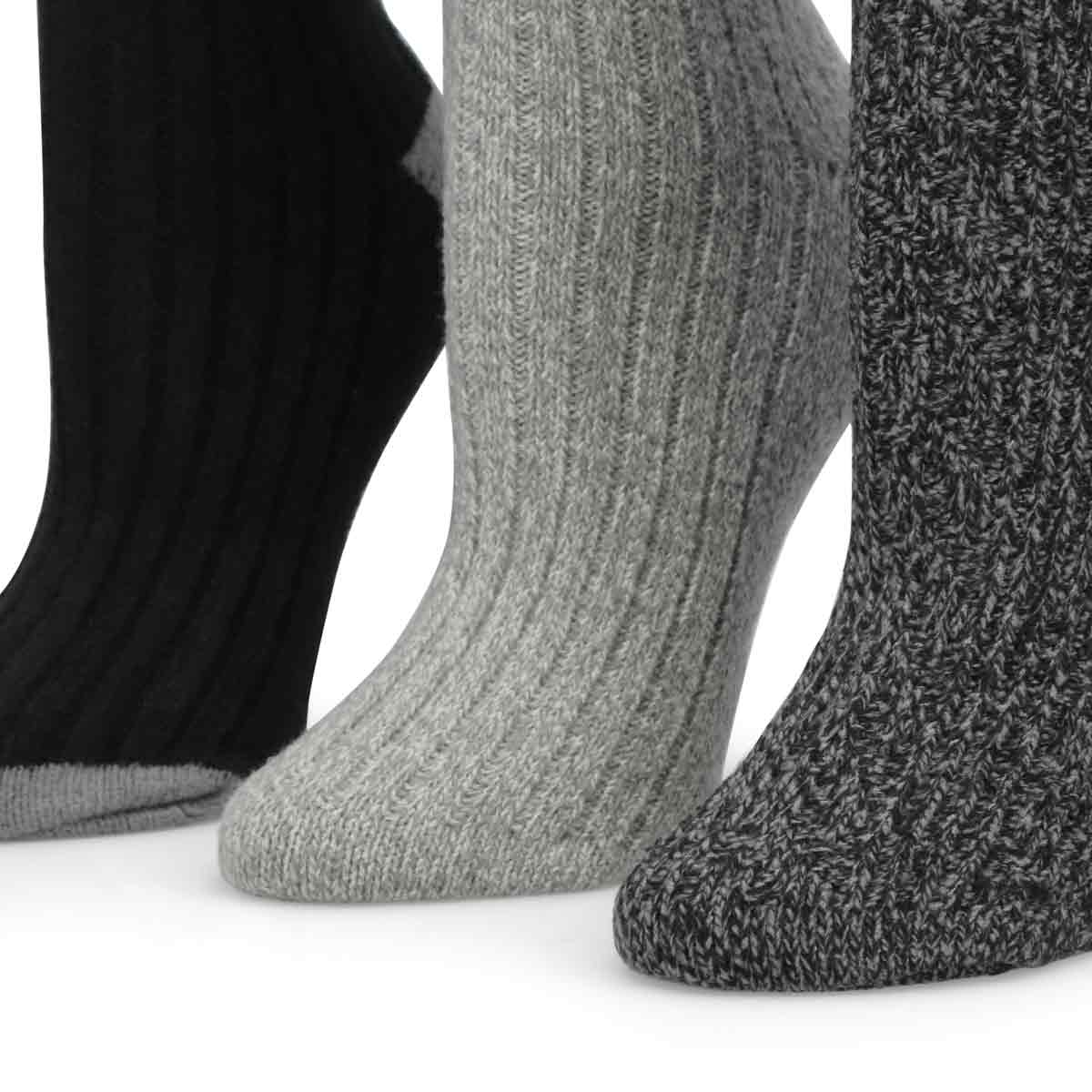 Women's Cable Knit Mlt Sock 3 Pack - Charcoal/Assorted