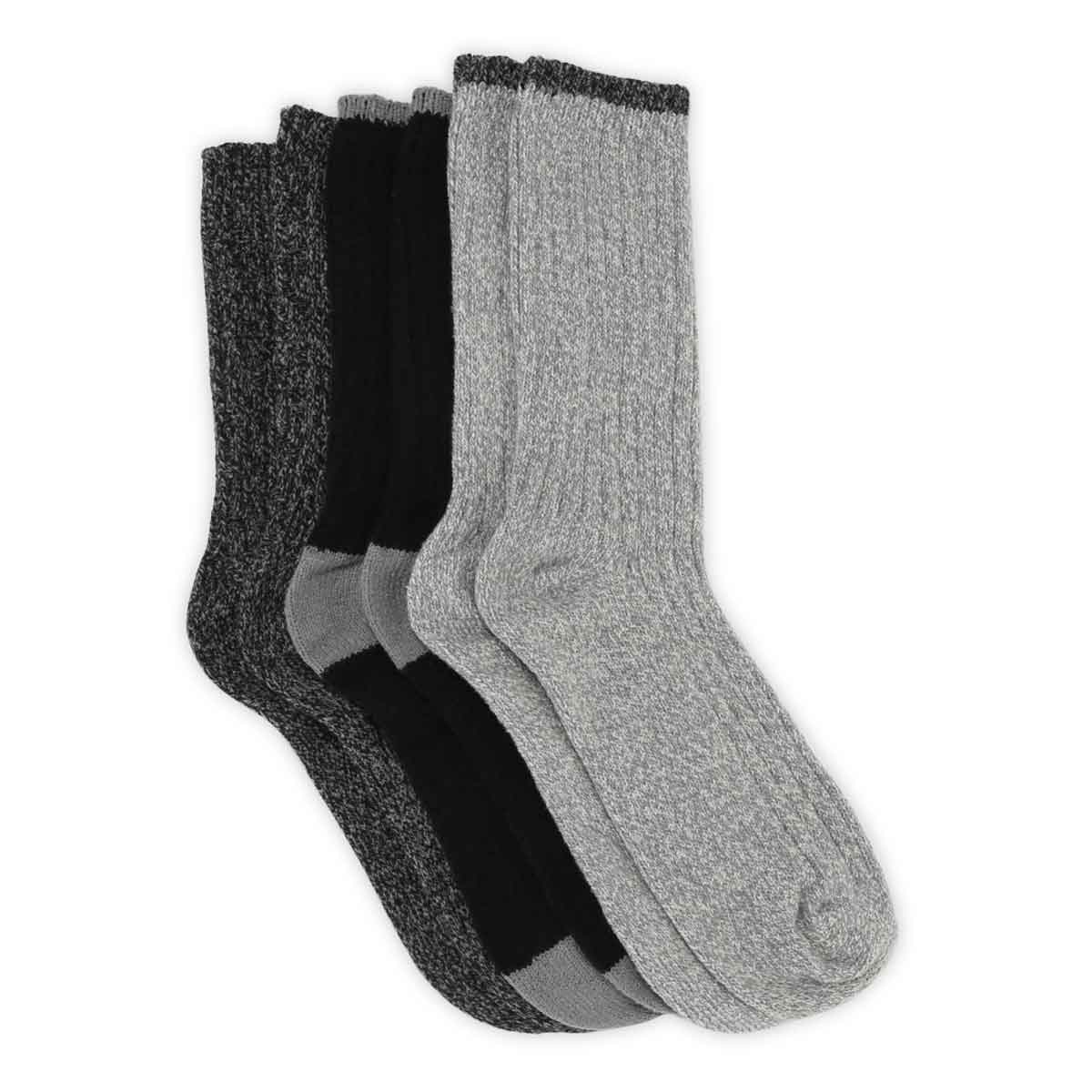 Women's Cable Knit Mlt Sock 3 Pack - Charcoal/Assorted