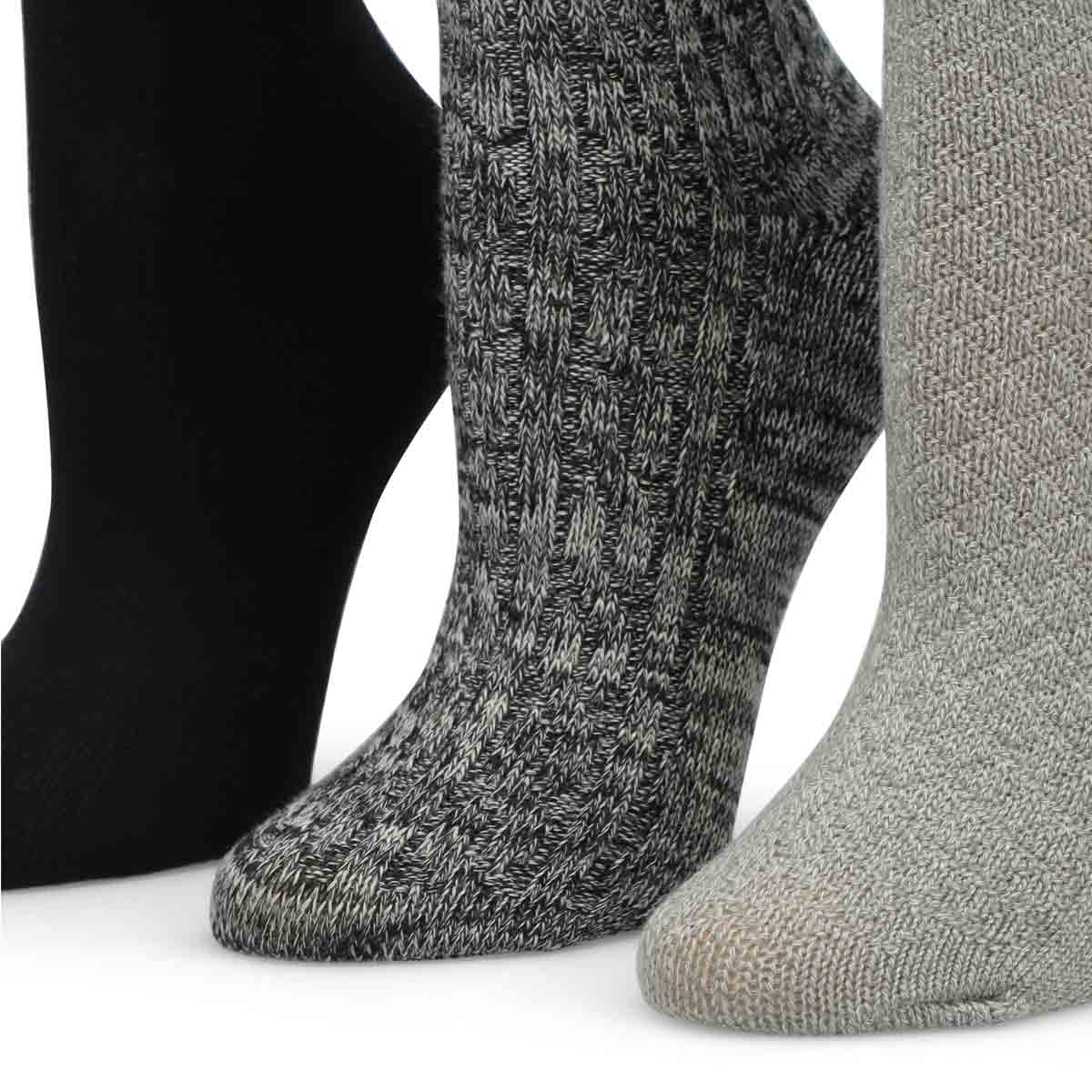 Women's Cable Knit Multi Crew Sock 3 Pack - Black/Assorted