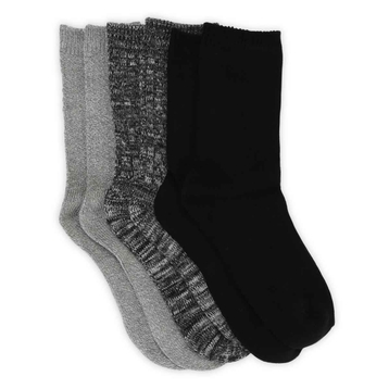 Women's Cable Knit Multi Crew Sock 3 Pack - Black/