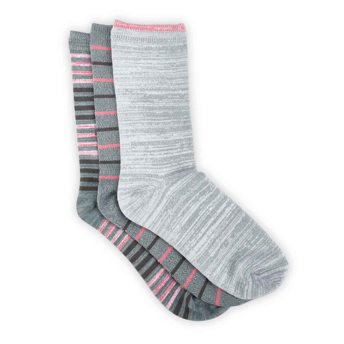 Women's Soft & Dreamy Crew Sock 3 Pack - Grey/Mult