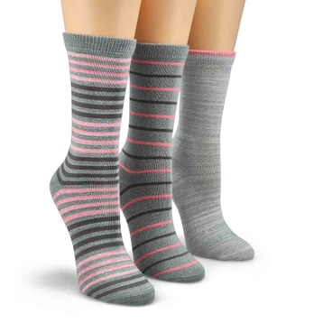 Women's Soft & Dreamy Crew Sock 3 Pack - Grey/Mult