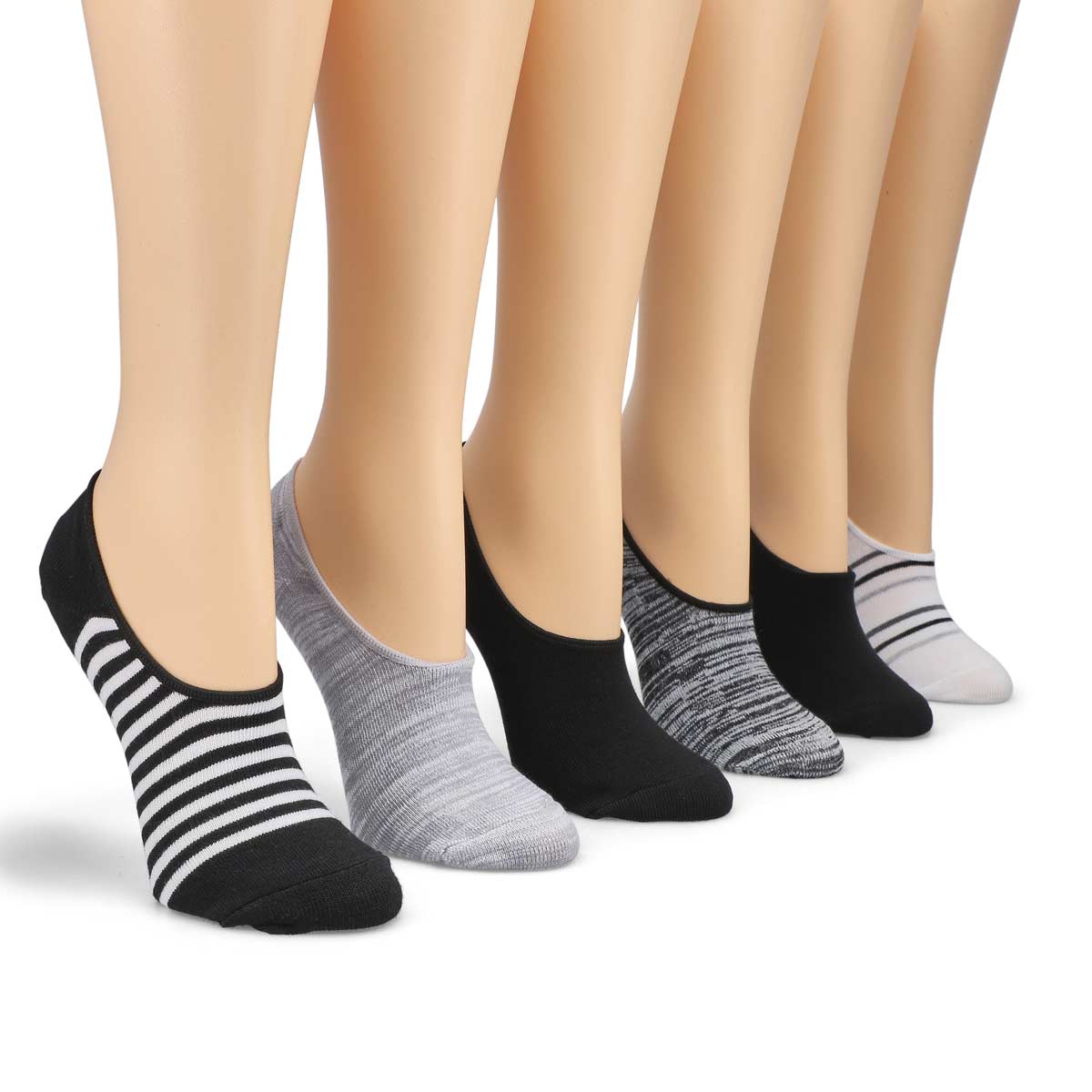 Women's Feed Stripe Sports Liner 6 Pack - Black/As