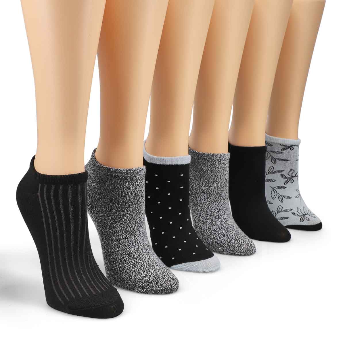 Women's Soft & Dreamy No Show Sock 6 Pack - Black/