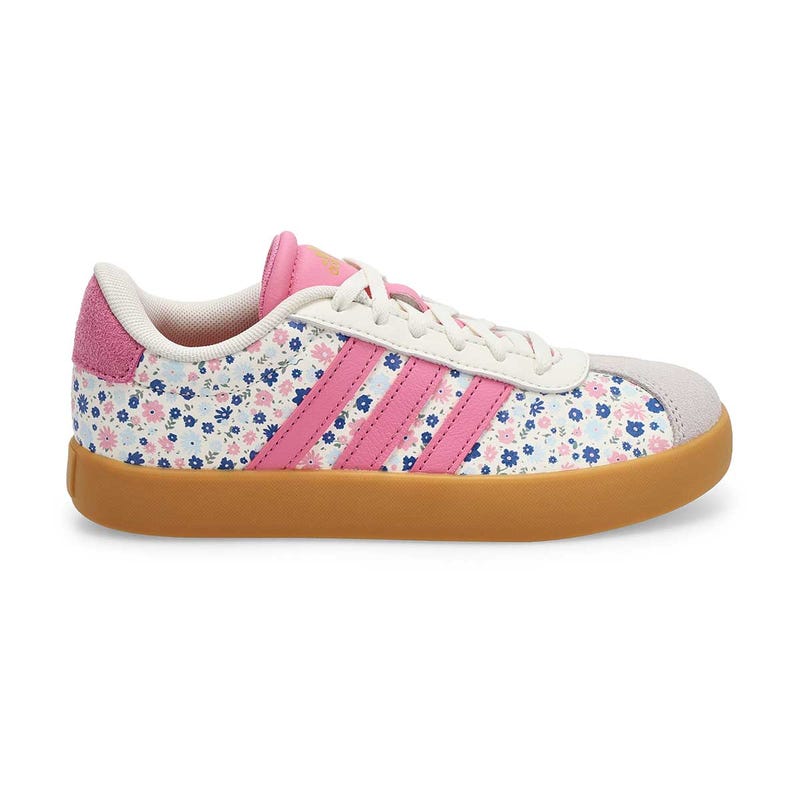 Espadrille à lacets VL Court 3.0 K pour filles - Blanc cassé/Fleur tropicale/Bleu glace