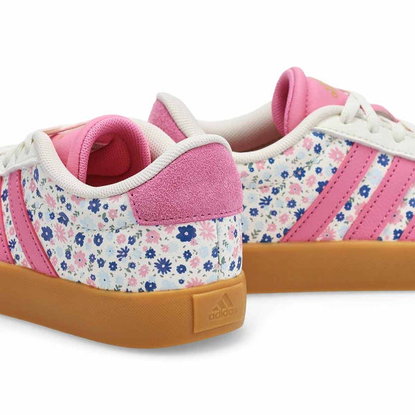 Espadrille à lacets VL Court 3.0 K pour filles - Blanc cassé/Fleur tropicale/Bleu glace