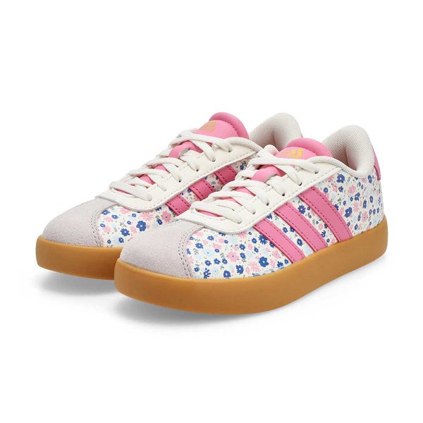 Espadrille à lacets VL Court 3.0 K pour filles - Blanc cassé/Fleur tropicale/Bleu glace