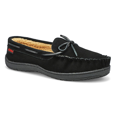 Mns Louie Lined Suede Moccasin - Black