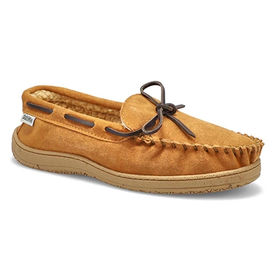 Mns Louie Lined Suede Moccasin-Chestnut