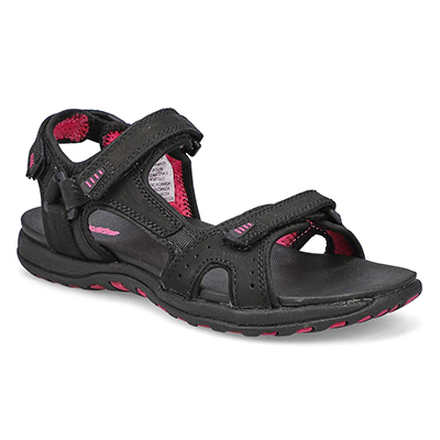 Lds Lucinda Sport Sandal - Black/Fuchsia