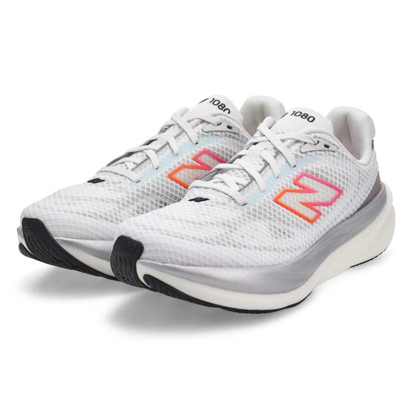 Men's 1080v15 Lace Up Performance Sneaker - White/Pink Heat