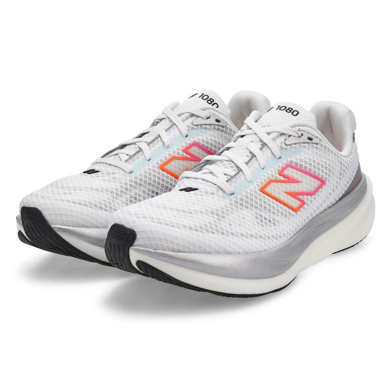 Men's 1080v15 Lace Up Performance Sneaker - White/Pink Heat