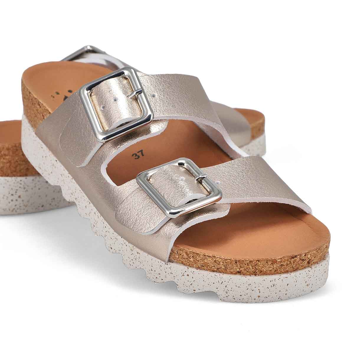 Women's Maelia Cork Footbed 2 Buckle Sandal - Platinum