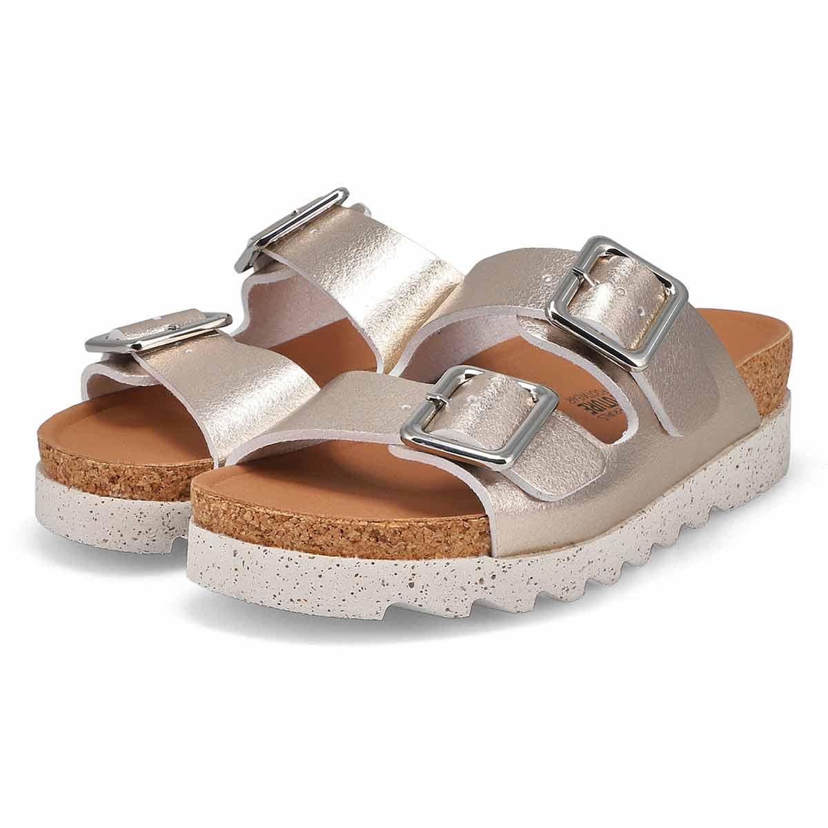 Women's Maelia Cork Footbed 2 Buckle Sandal - Platinum