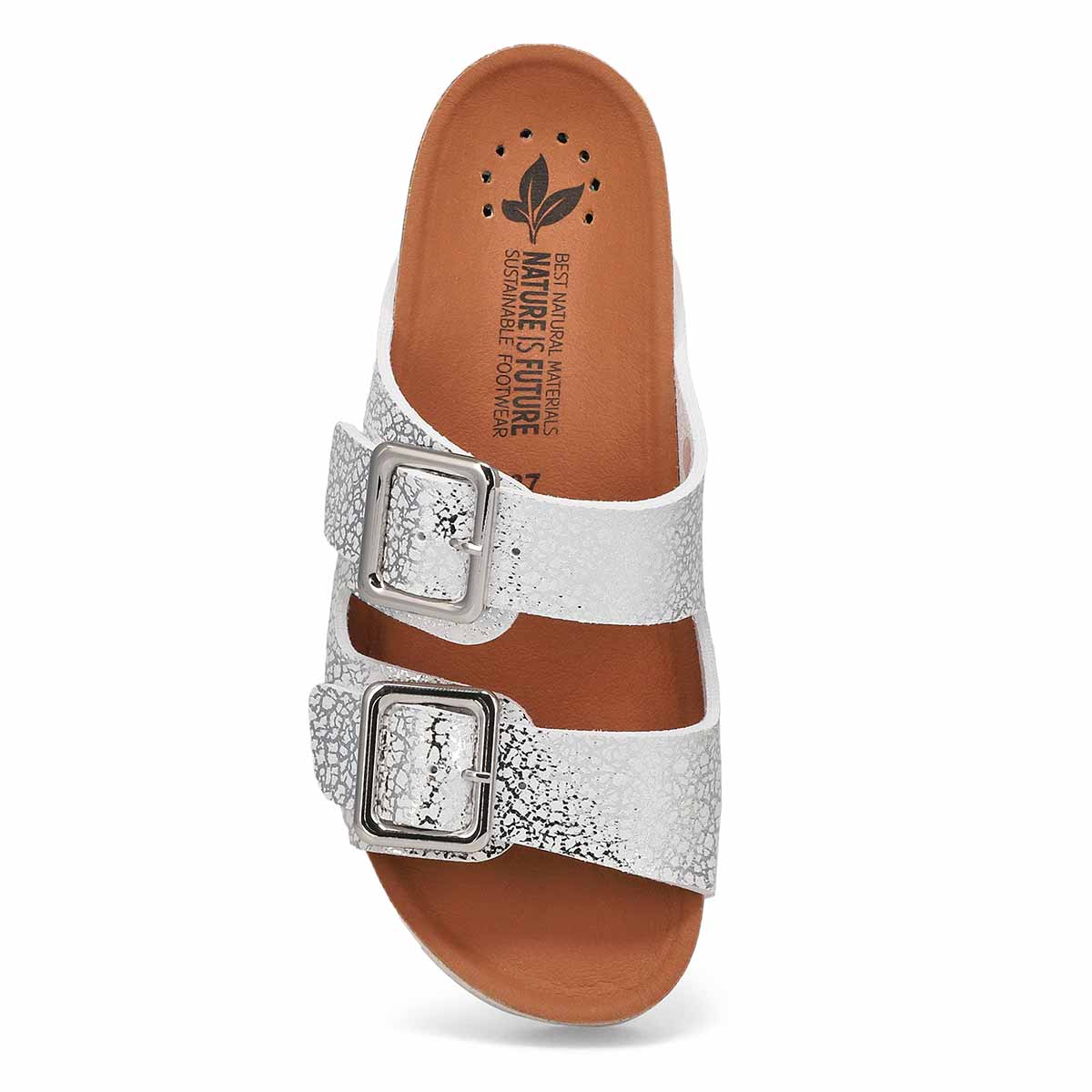 Women's Maelia Cork Footbed 2 Buckle Sandal - Silver
