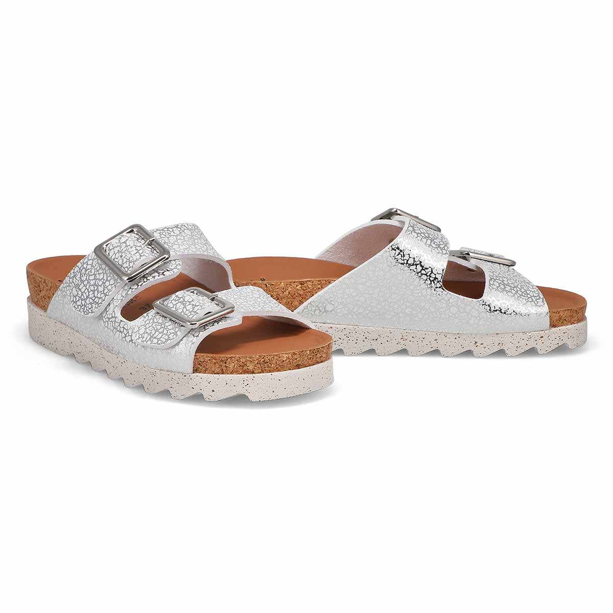 Women's Maelia Cork Footbed 2 Buckle Sandal - Silver