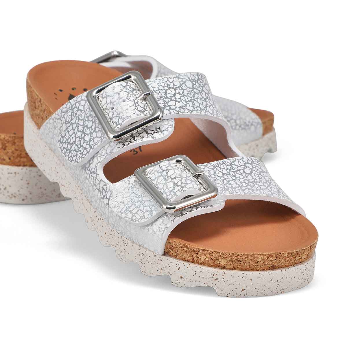 Women's Maelia Cork Footbed 2 Buckle Sandal - Silver