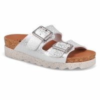 Women's Maelia Cork Footbed 2 Buckle Sandal - Silver
