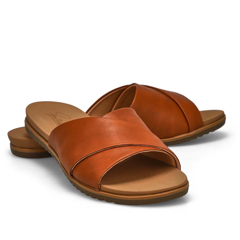 Claquette en cuir MARTI 2, havane, femmes