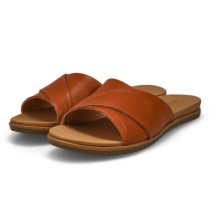 Claquette en cuir MARTI 2, havane, femmes