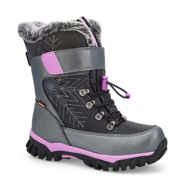 Grls Mia Waterproof Winter Boot - Black/Purple