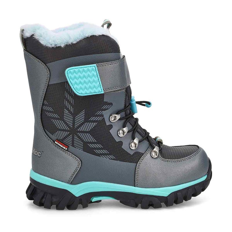 Girls'  Mia Waterproof Winter Boot - Charcoal/Turquoise