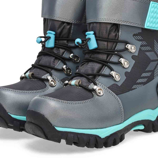 Girls'  Mia Waterproof Winter Boot - Charcoal/Turquoise