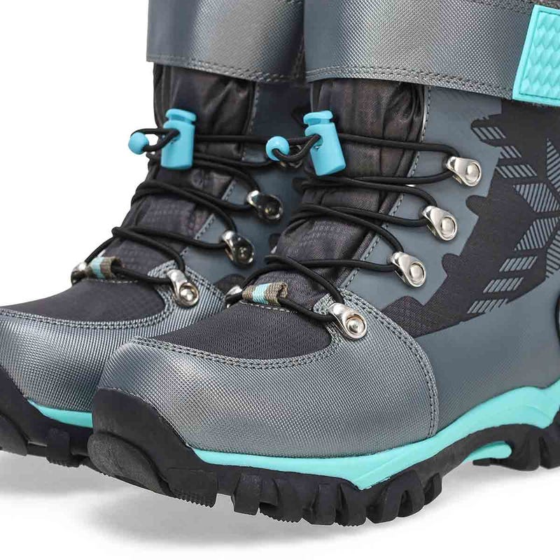 Girls'  Mia Waterproof Winter Boot - Charcoal/Turquoise