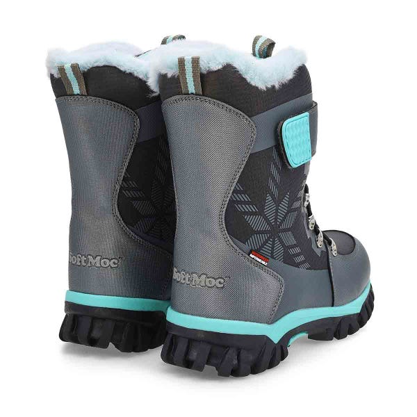 Girls'  Mia Waterproof Winter Boot - Charcoal/Turquoise