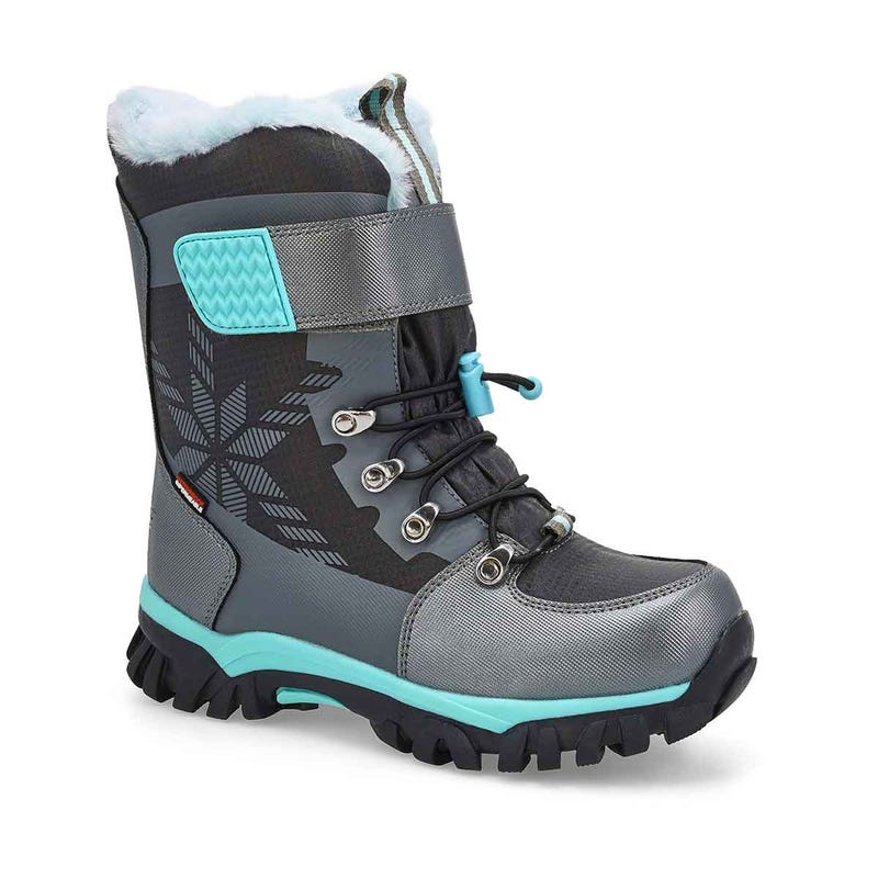 Girls'  Mia Waterproof Winter Boot - Charcoal/Turquoise
