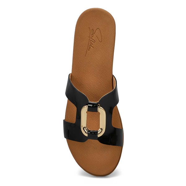 Sandale à enfiler en cuir verni MIKAYLA, noir verni, femmes