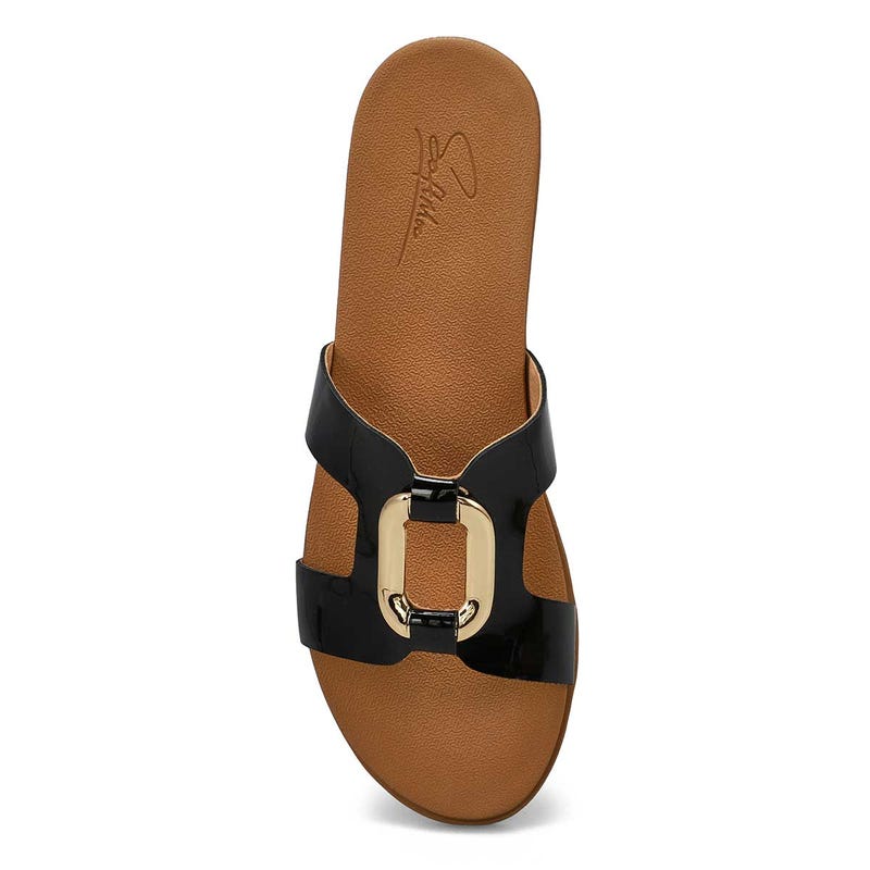 Sandale à enfiler en cuir verni MIKAYLA, noir verni, femmes