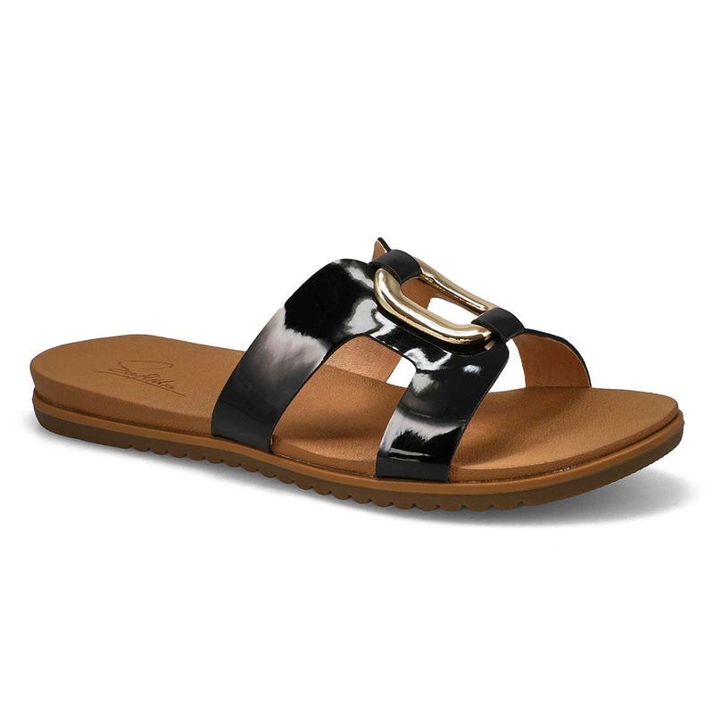 Sandale à enfiler en cuir verni MIKAYLA, noir verni, femmes