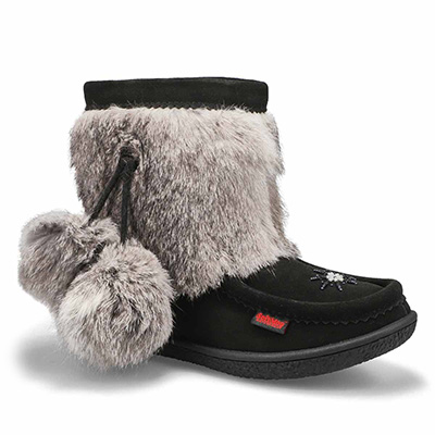 Lds Minimuk Pom 2 Waterproof SoftMocs - Black/Grey