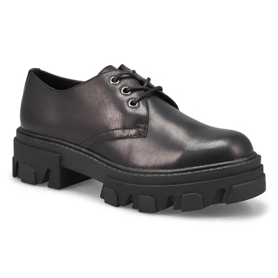 Lds Molly Leather Platform Casual Shoe - Black