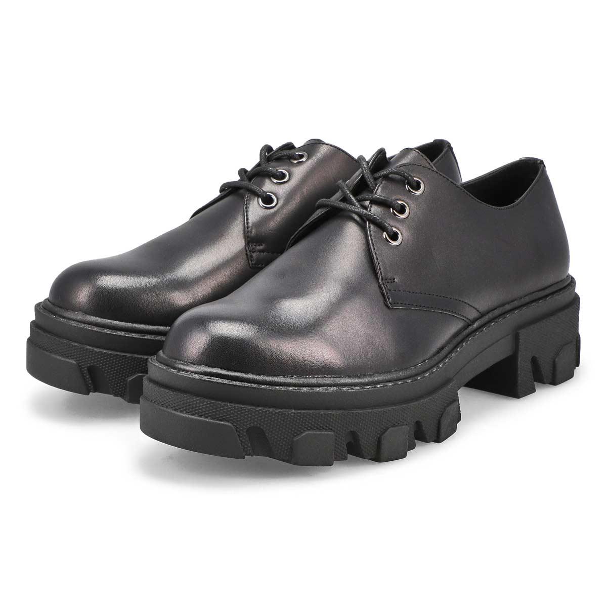 Women's Molly Leather Platform Casual Shoe - Black