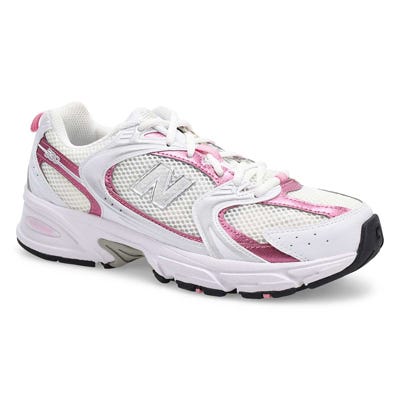 Lds 530 Lace Up Sneaker - White/Pink