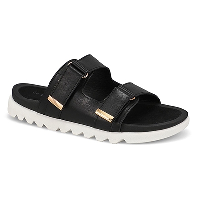 Sandale en cuir à 2 brides Mysaria, noir, femmes
