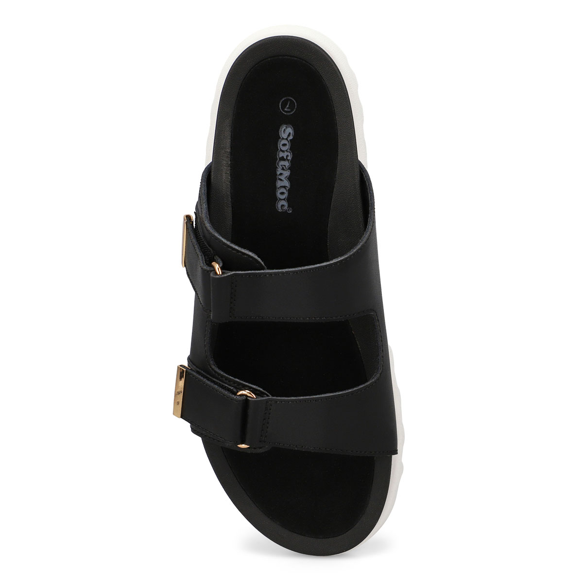 Sandale en cuir à 2 brides MYSARIA, noir, femmes