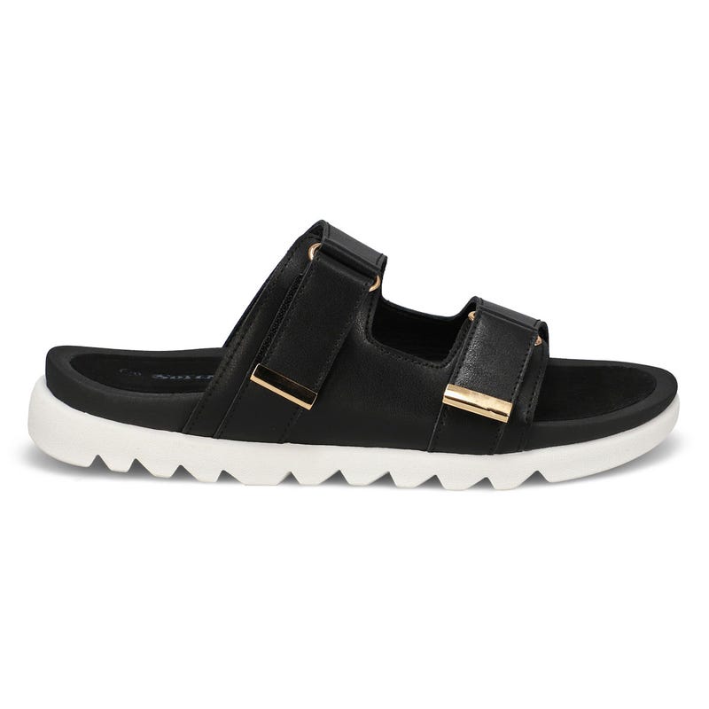 Sandale en cuir à 2 brides MYSARIA, noir, femmes