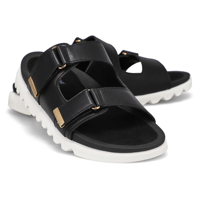 Sandale en cuir à 2 brides MYSARIA, noir, femmes