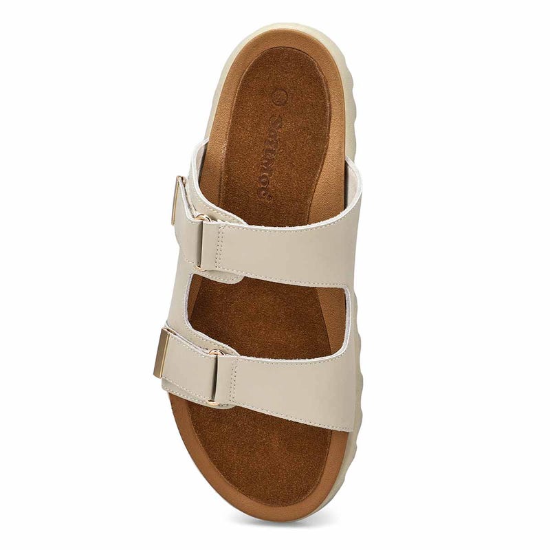 Sandale en cuir à 2 brides MYSARIA, craie, femmes