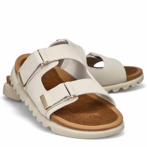 Sandale en cuir à 2 brides MYSARIA, craie, femmes