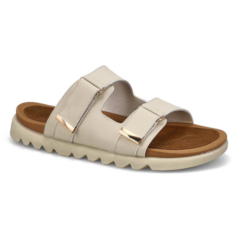 Sandale en cuir à 2 brides MYSARIA, craie, femmes