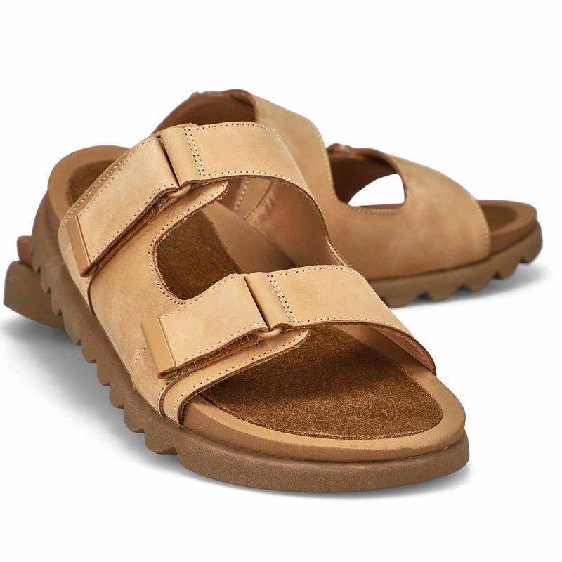 Sandale en cuir à 2 brides MYSARIA, moka, femmes