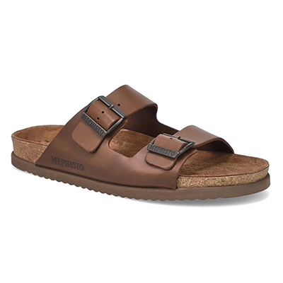 Mns Nerio Scratch Cork Footbed 2 Strap Sandal - Dark Brown