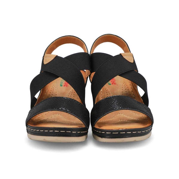 Sandale compensée végane NINA 91, noir, femmes